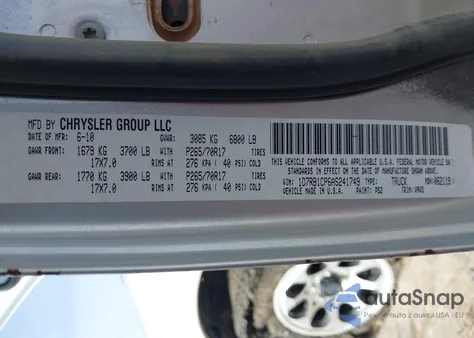 2010 Dodge Ram 1500 Slt/Sport/Trx из США, поврежденный, VIN 1D7RB1CP6AS241749